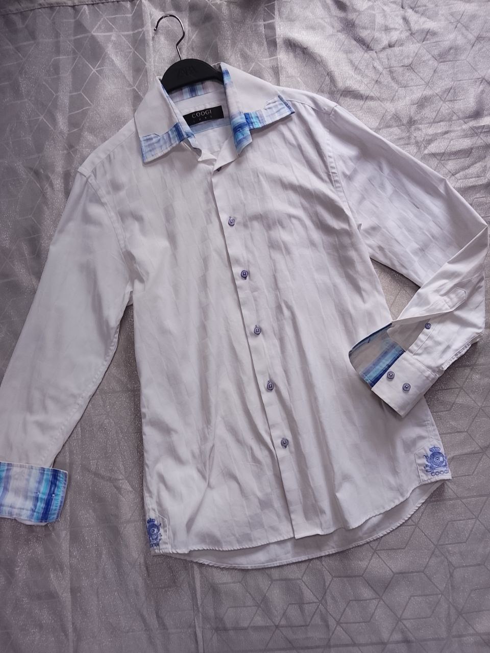 Camisa COOGI Luxe Blanca con Azul de Hombre
